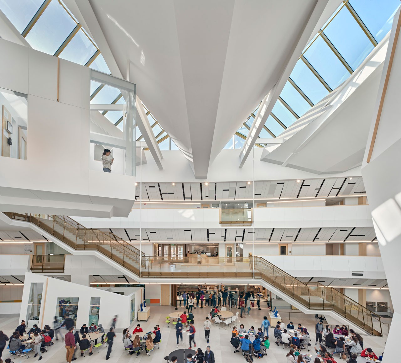 View of dining commons and daylighting at Fuller Middle School