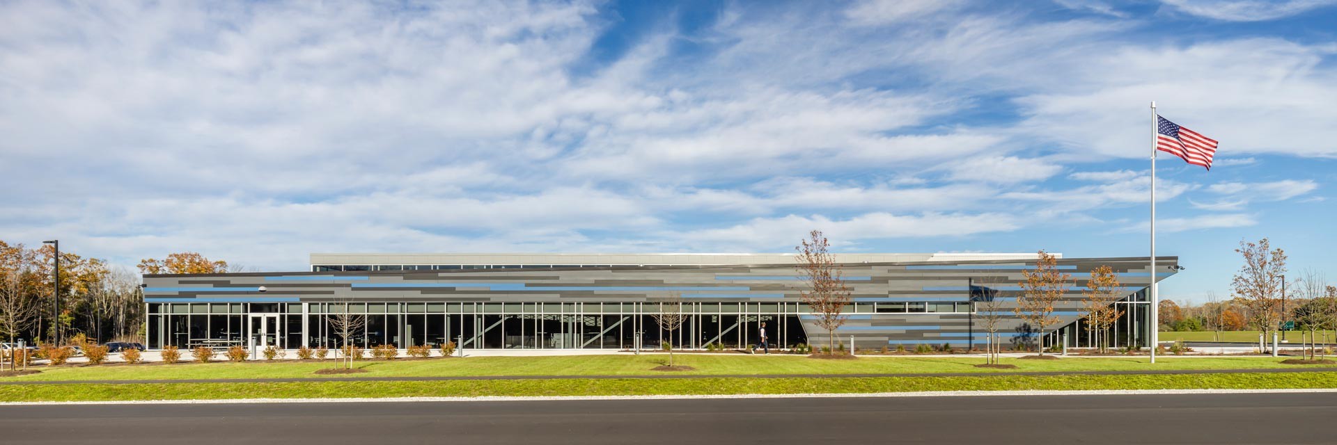 Wide angle view of the new Harvey Performance Center in Maine