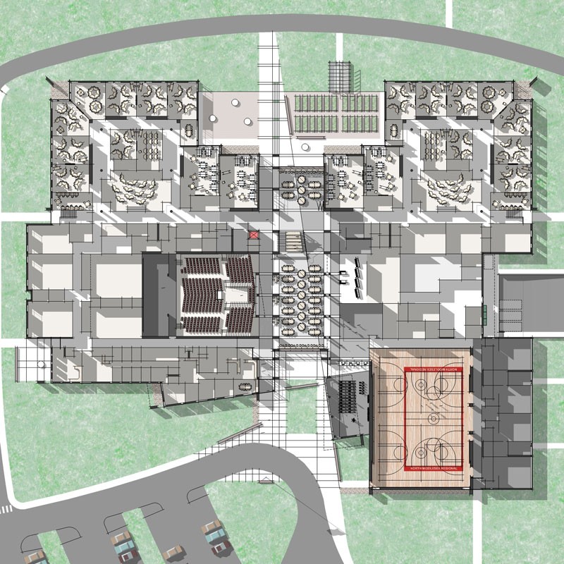 Floor plan drawings for North Middlesex Regional High School