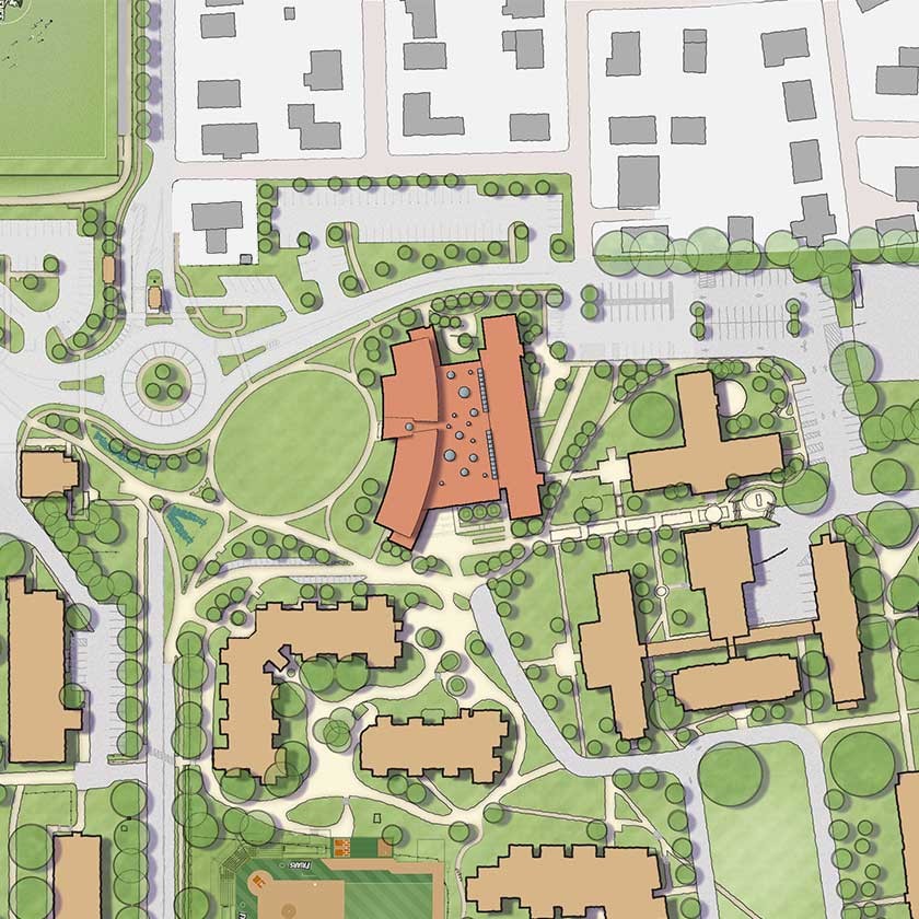 Campus site plan for Campus plan showing Providence College's new School of Business
