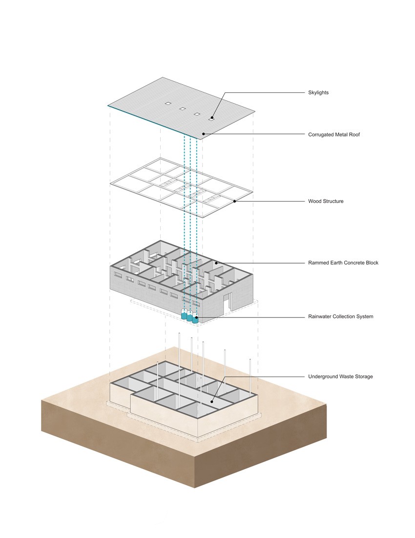 Engineering diagram of latrine in Tanzania designed by SMMA engineers