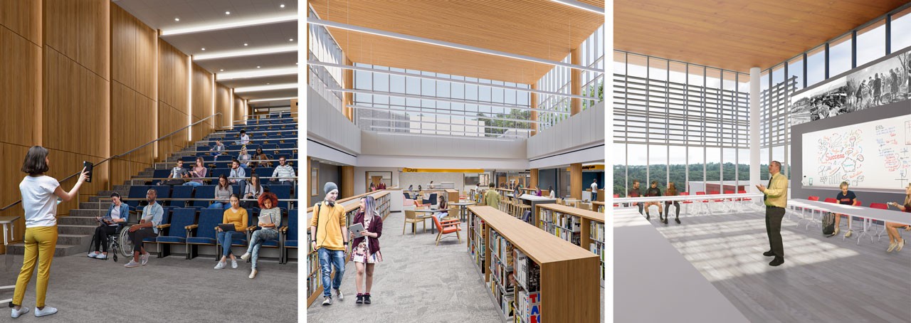 Design for community clusters at new Waltham High School in Waltham, MA