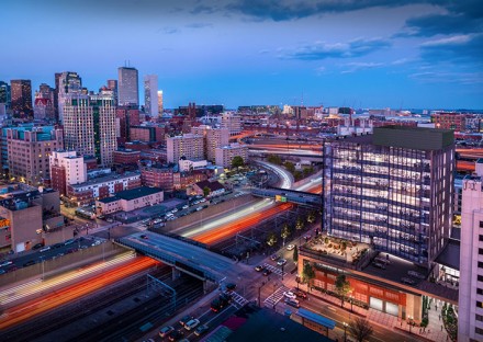 Aerial shot of 321 Harrison Avenue development in Boston