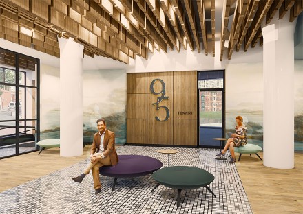 Design for new office lobby at 95 Berkeley in Boston