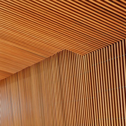 Close up of wood detail interior design for a corporate office