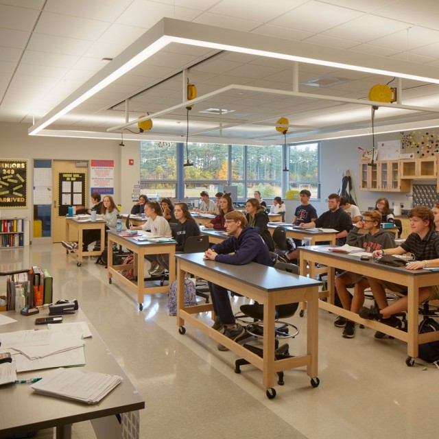 Science lab classroom at North Middlesex Regional High School