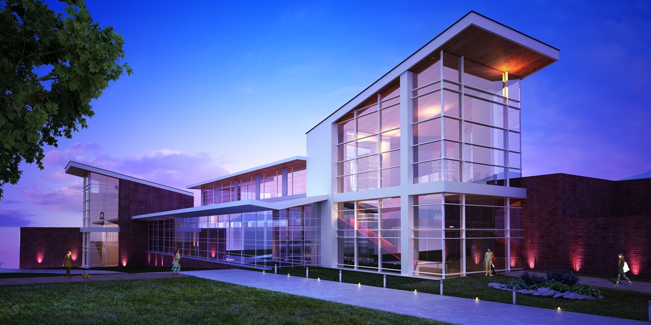 Exterior view of new Student Center at a New England college